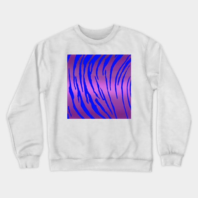 Metallic Tiger Stripes Pink Blue Crewneck Sweatshirt by BlakCircleGirl